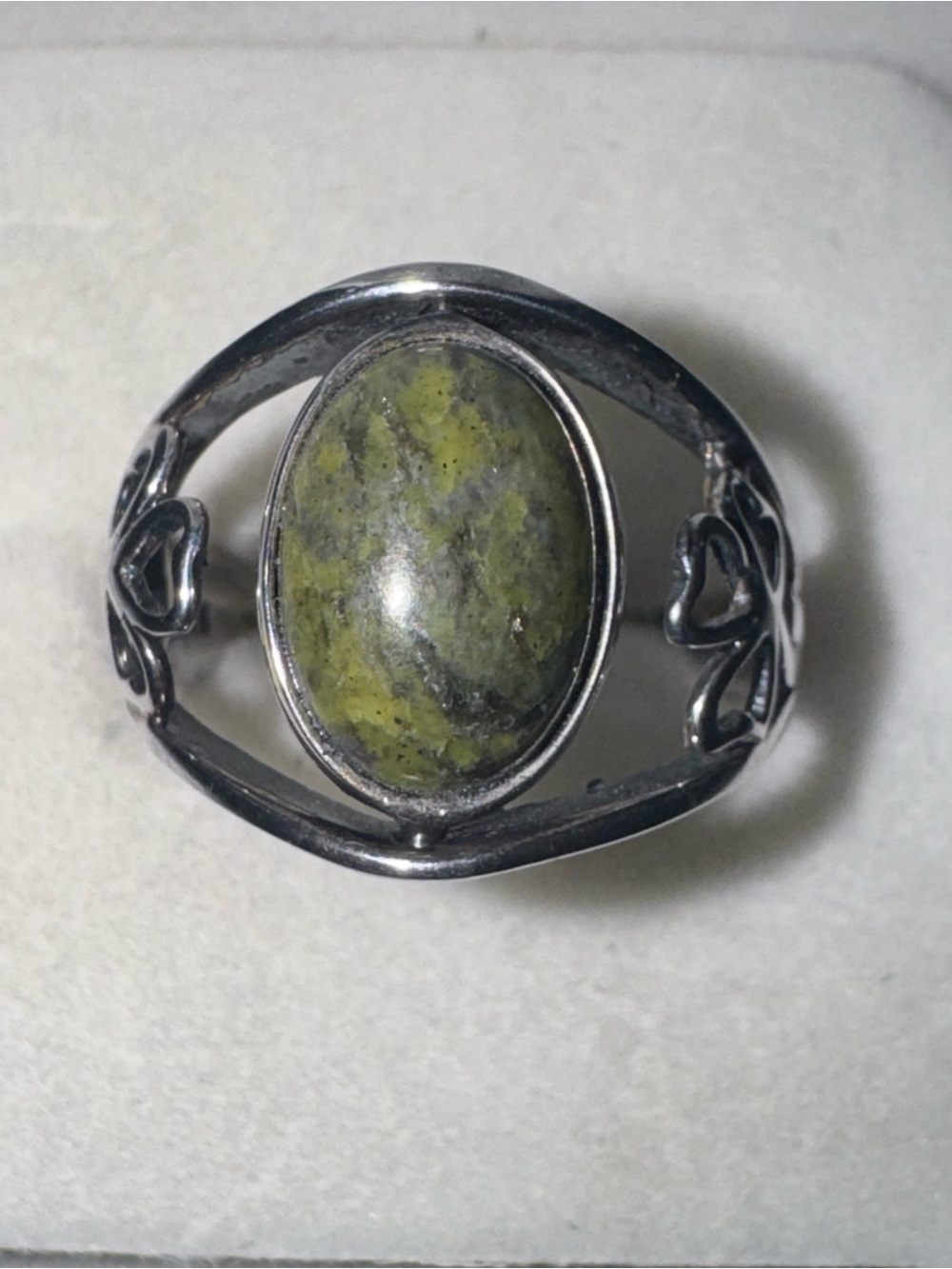 Vintage Stephen Walsh Irish Connemara Marble Silver Spinner Ring Size 7